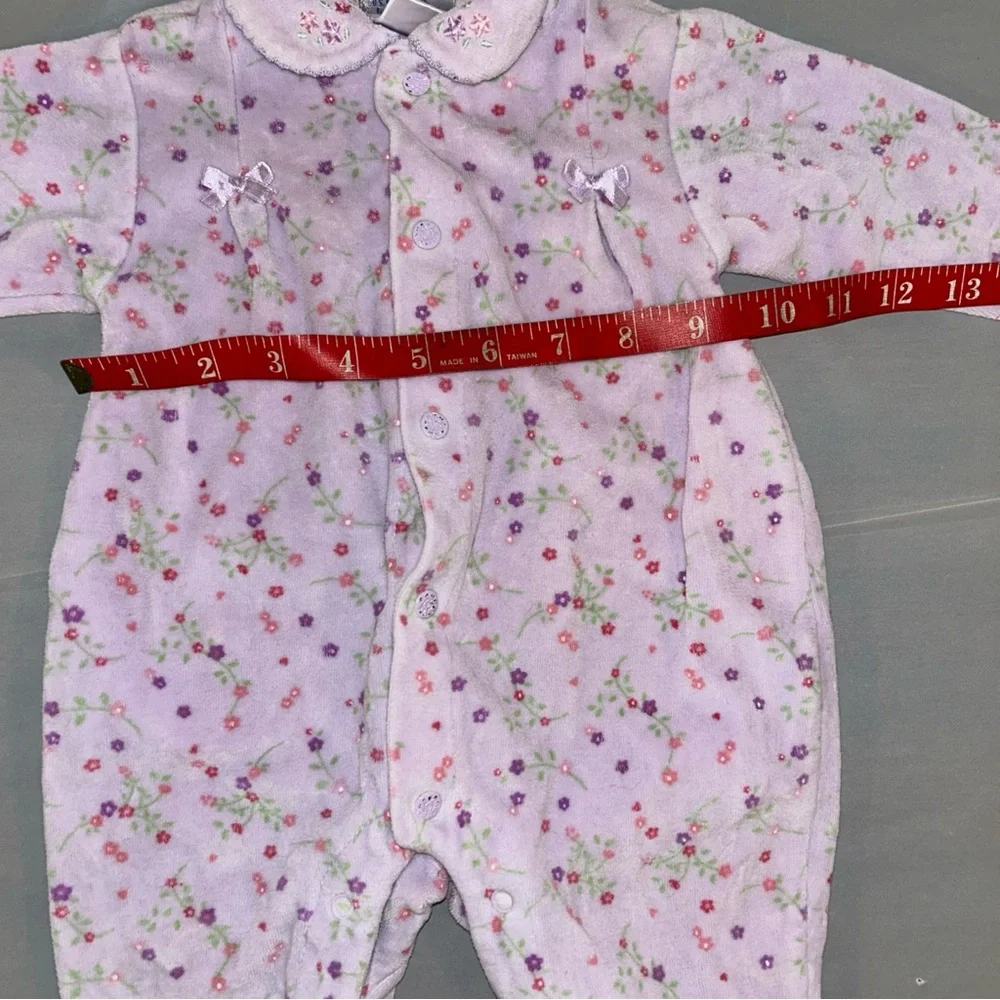 Vintage Snugabye Convert-A-Foot Baby Girl Sleeper‎ Purple Flowers 6m